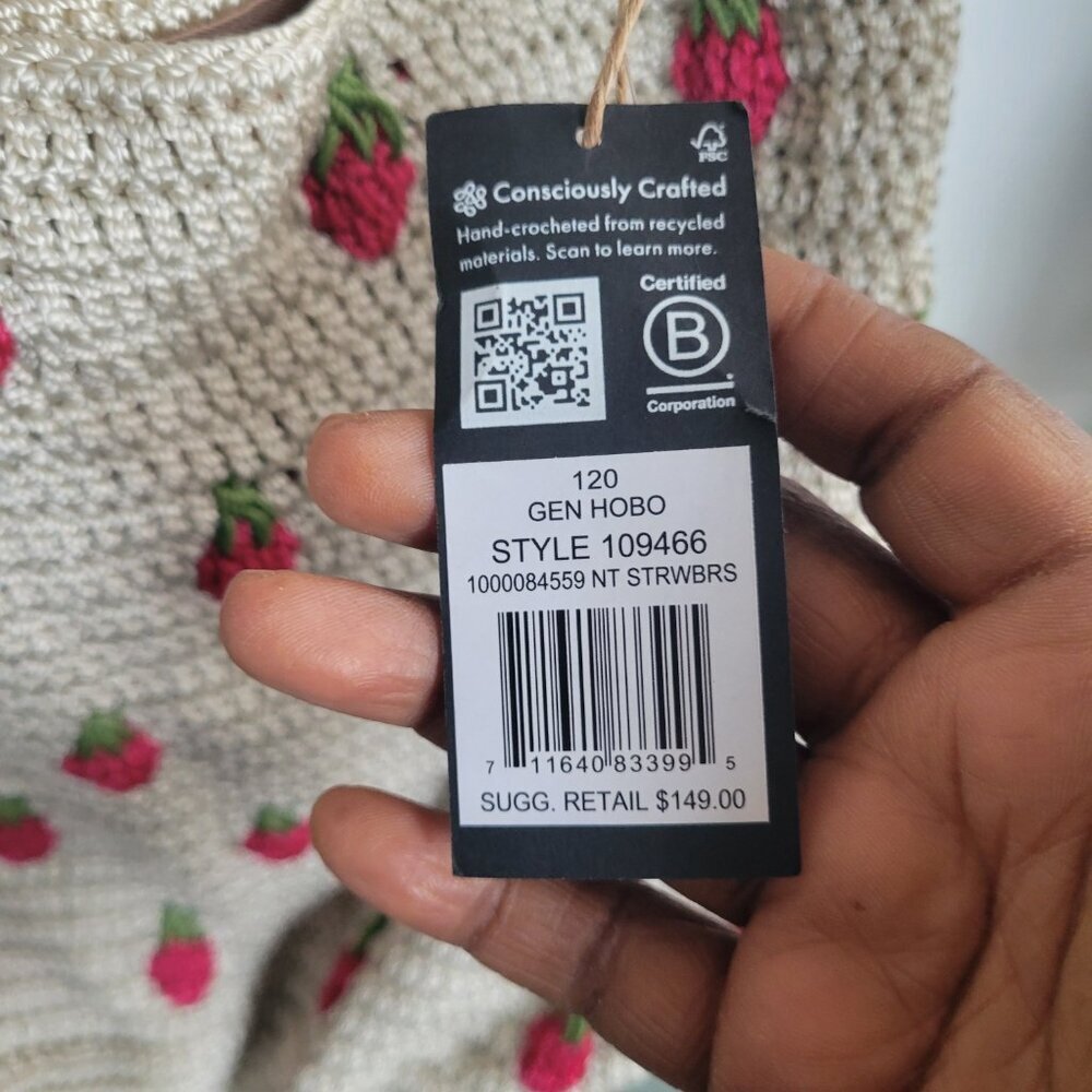 The Sak Limited Edition Crochet Natural Strawberries Hobo Bag - Picture 3 of 14